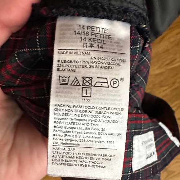 GAP Tartan Plaid Signature Skinny Ankle Pant Size 14P - Picture 9 of 9